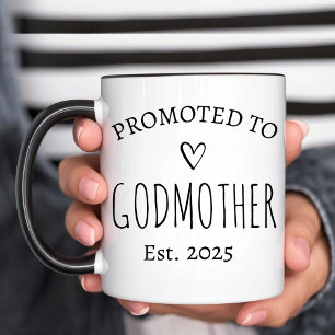 Promoted to Godmother and Godfather New Godparents Mug