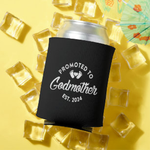 Promoted To Godmother Est 2024 Funny New Aunt Gift Can Cooler