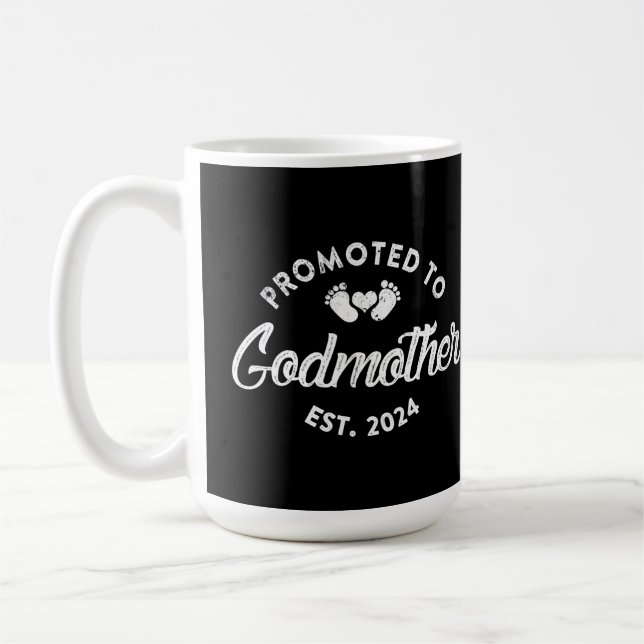 Promoted To Godmother Est 2024 Funny New Aunt Gift Coffee Mug (Left)