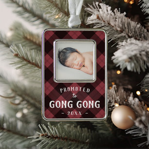 Promoted to Gong Gong Baby Photo Grandpa Silver Plated Framed Ornament