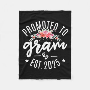 Promoted To Gram 2025 Flower First Time New Grandm Fleece Blanket