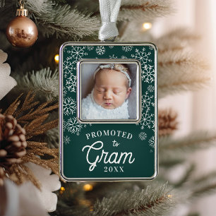 Promoted to Gram   Baby Photo Grandma Silver Plated Framed Ornament