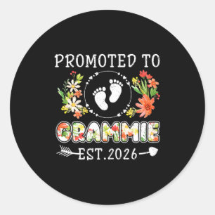 Promoted to grammie 2026 flower first time grandma classic round sticker