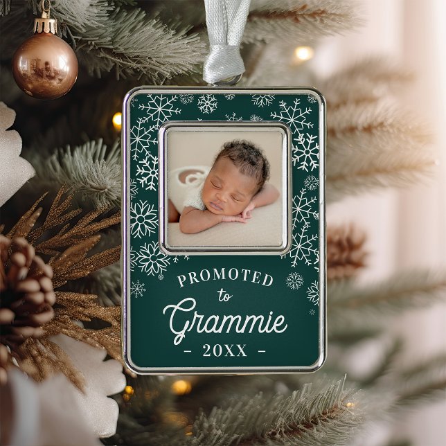 Promoted to Grammie | Baby Photo Grandma Silver Plated Framed Ornament (Creator Uploaded)