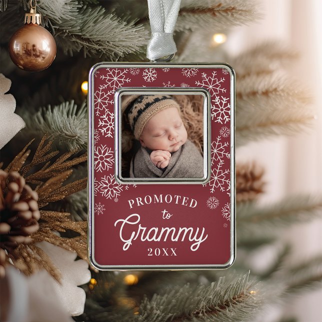Promoted to Grammy | Baby Photo Grandma Silver Plated Framed Ornament (Creator Uploaded)