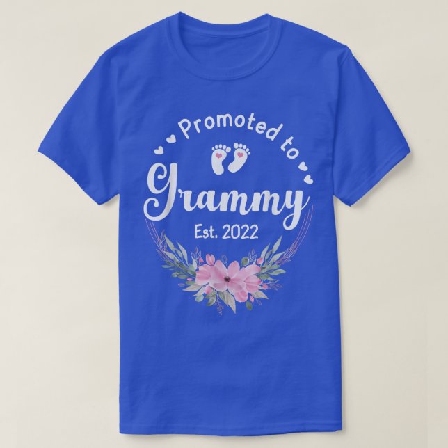Promoted To Grammy Est 2022 Women Floral First Tim T-Shirt (Design Front)