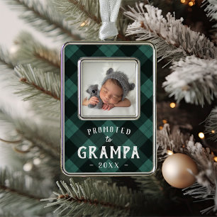 Promoted to Grampa   Baby Photo Grandpa Silver Plated Framed Ornament