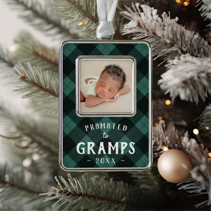 Promoted to Gramps   Baby Photo Grandpa Silver Plated Framed Ornament