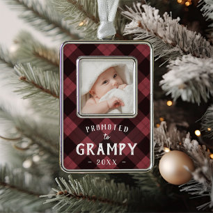 Promoted to Grampy   Baby Photo Grandpa Silver Plated Framed Ornament