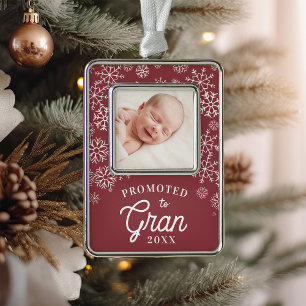 Promoted to Gran   Baby Photo Grandma Silver Plated Framed Ornament