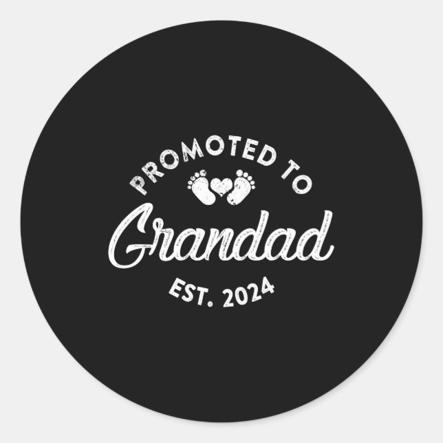 Promoted To Grandad Est 2024 Funny New Grandad Classic Round Sticker (Front)