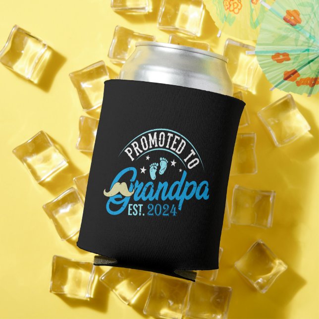 Promoted To Grandad Est 2024 New Grandad Gift Can Cooler (In Situ Summer)