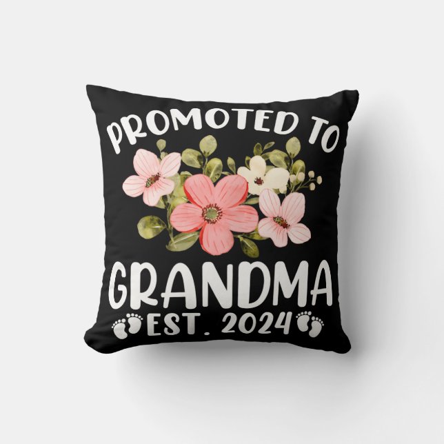 Promoted To Grandma 2024 First Time Nana Floral Cushion (Front)