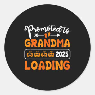 Promoted To Grandma 2025 Loading Pumpkin Halloween Classic Round Sticker