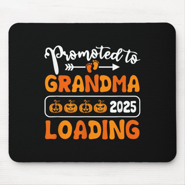 Promoted To Grandma 2025 Loading Pumpkin Halloween Mouse Mat (Front)