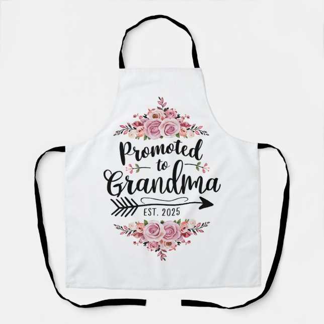 Promoted To Grandma 2025 Pregnancy Announcement Apron (Front)