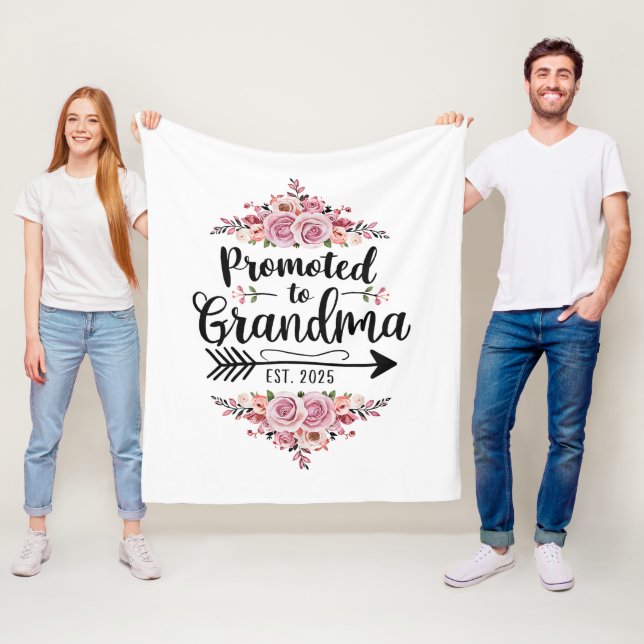 Promoted To Grandma 2025 Pregnancy Announcement Fleece Blanket (In Situ)