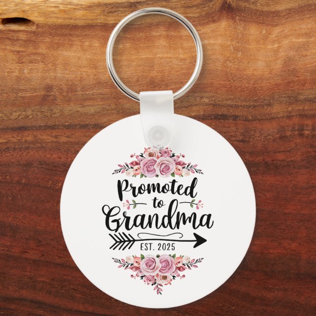Promoted To Grandma 2025 Pregnancy Announcement Key Ring (Front)