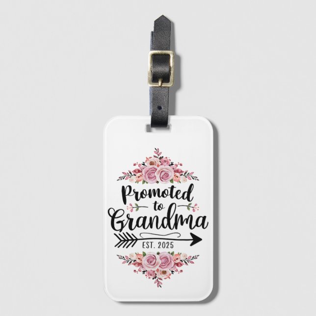 Promoted To Grandma 2025 Pregnancy Announcement Luggage Tag (Front Vertical)