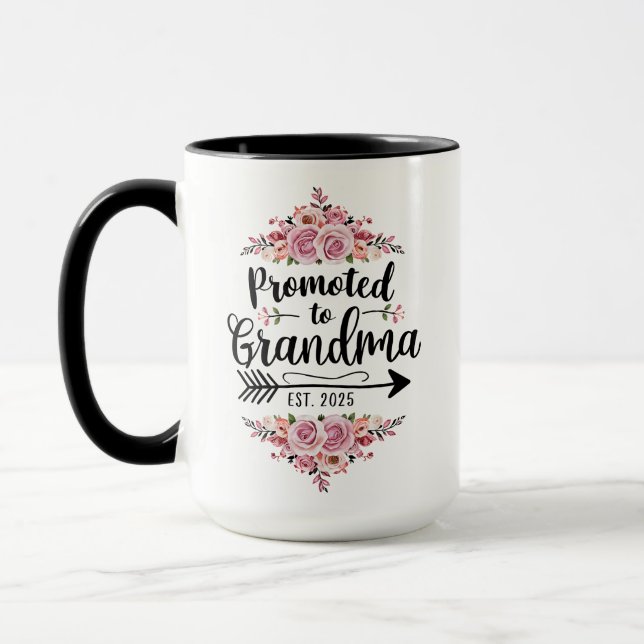Promoted To Grandma 2025 Pregnancy Announcement Mug (Left)