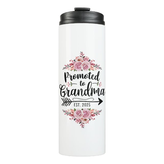 Promoted To Grandma 2025 Pregnancy Announcement Thermal Tumbler (Front)