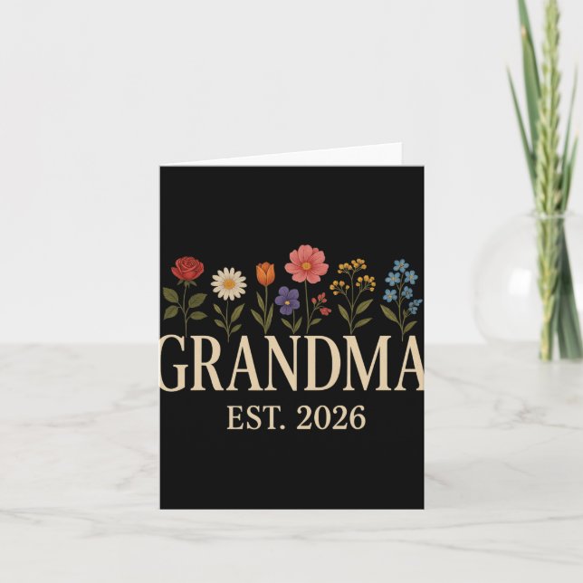 Promoted To Grandma 2026 Pregnancy Flower New Gran Card (Front)