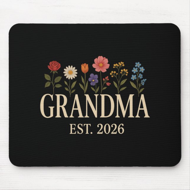 Promoted To Grandma 2026 Pregnancy Flower New Gran Mouse Mat (Front)