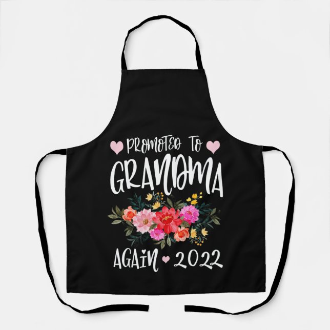 Promoted to Grandma Again 2022 Floral Mother's Day Apron (Front)