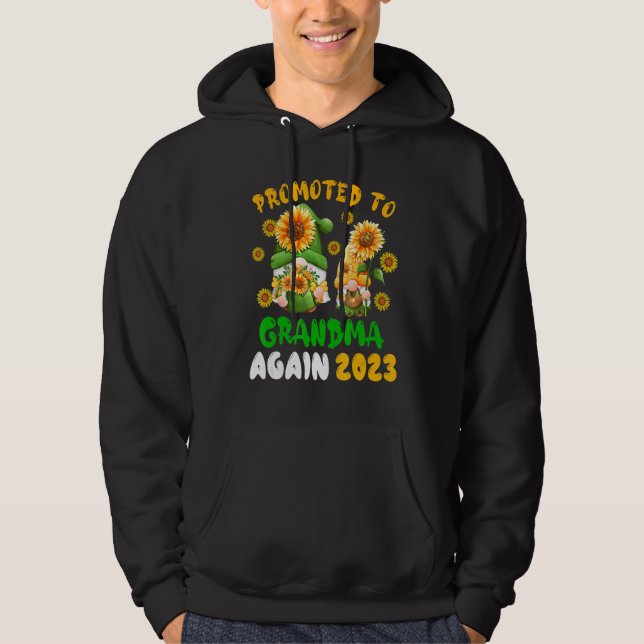 Promoted To Grandma Again 2023 Two Floral Gnomes P Hoodie (Front)
