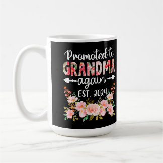 Promoted To Grandma Again 2024 Floral Mother s Day Coffee Mug
