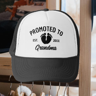 Promoted To Grandma Baby Footprints Trucker Hat