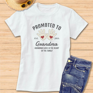 Promoted To Grandma Baby Handprints Grandma Quote T-Shirt