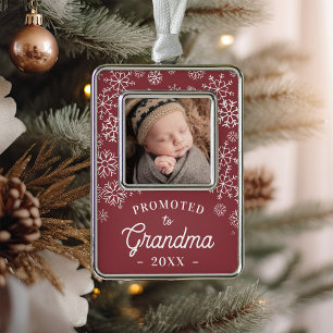 Promoted to Grandma Baby Photo Silver Plated Framed Ornament