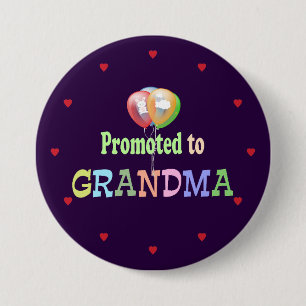 Promoted to Grandma, Balloons Celebration 7.5 Cm Round Badge