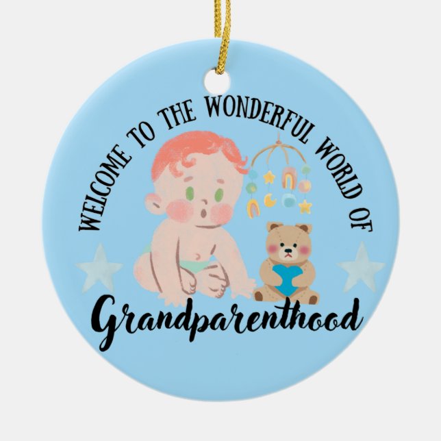 Promoted to grandma ceramic tree decoration (Front)