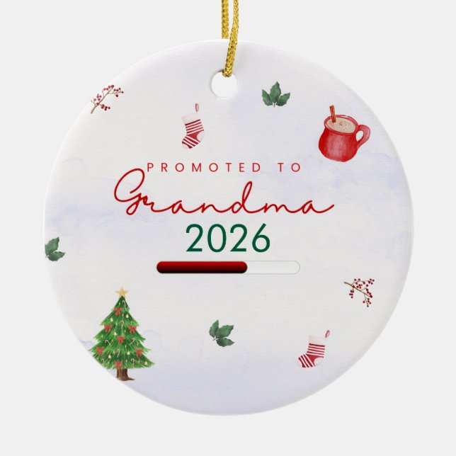 Promoted to grandma ceramic tree decoration (Front)