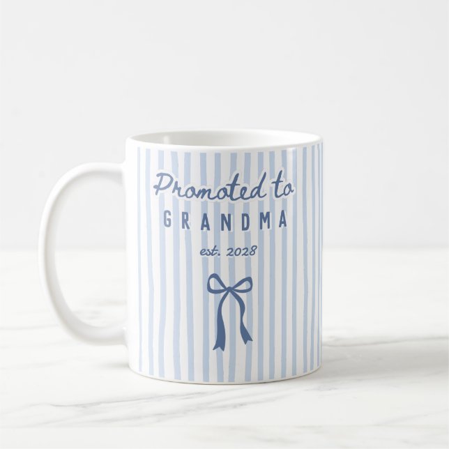 Promoted to Grandma Coquette Striped Name Mug Gift (Left)