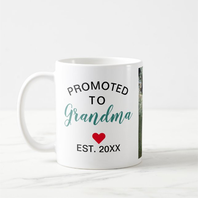Promoted to Grandma Custom Photo Coffee Mug (Left)
