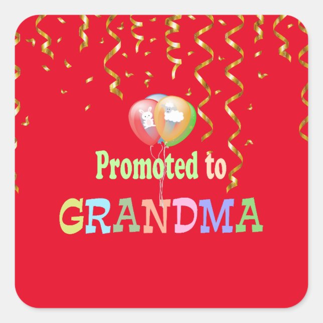 Promoted to Grandma, Dazzling Design, Square Sticker (Front)