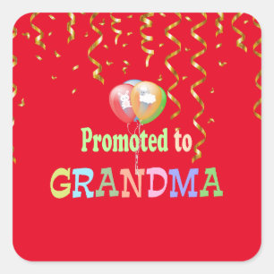 Promoted to Grandma, Dazzling Design, Square Sticker