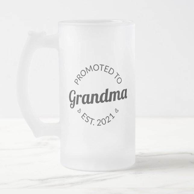 Promoted To Grandma Est. 2021 I Frosted Glass Beer Mug (Left)