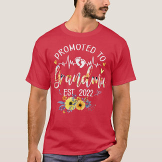 Promoted To Grandma Est 2022 Funny Floral  T-Shirt