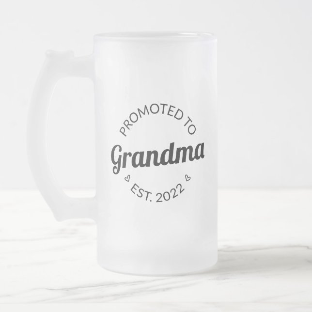 Promoted To Grandma Est. 2022 I Frosted Glass Beer Mug (Left)