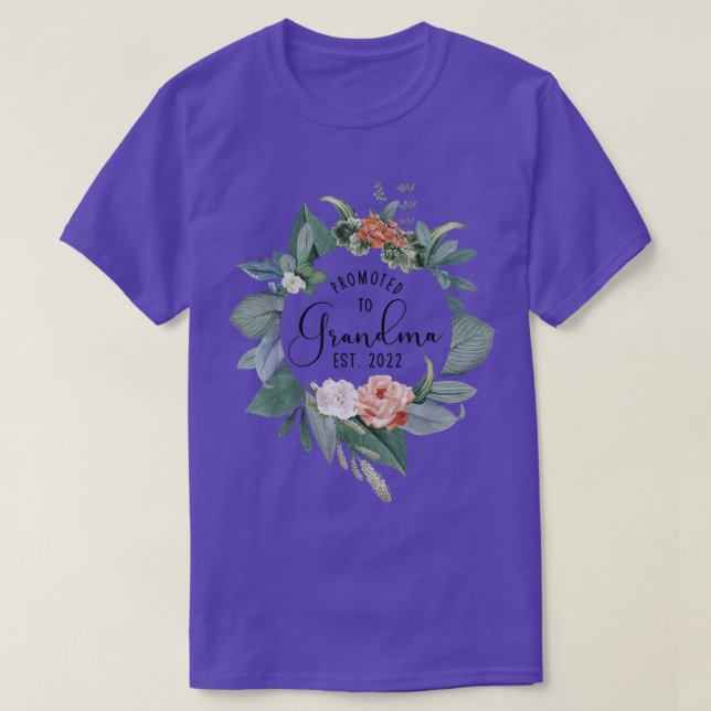 Promoted to Grandma Est 2022 Women Flower First Ti T-Shirt (Design Front)