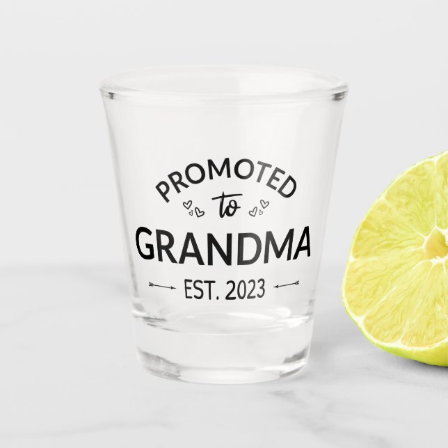 Promoted To Grandma Est. 2023 II Shot Glass (Front)