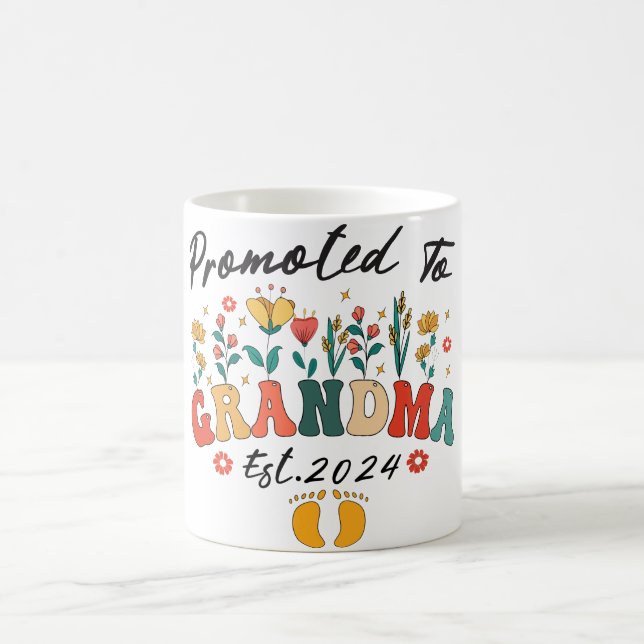 Promoted to Grandma est. 2024 Grandparents BabyMug Coffee Mug (Center)