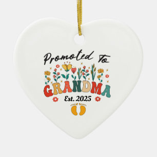 Promoted to Grandma est. 2024 GrandparentsOrnament Ceramic Tree Decoration