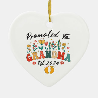 Promoted to Grandma est. 2024 GrandparentsOrnament Ceramic Tree Decoration