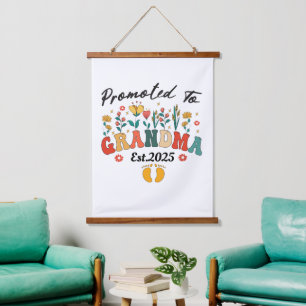 Promoted to Grandma est. 2024 GrandparentsOrnament Hanging Tapestry