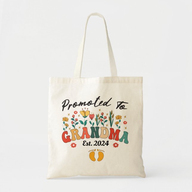 Promoted to Grandma est. 2024 GrandparentsTote Bag (Front)